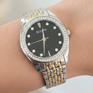 Bulova 96L317 Classic Crystal Stainless Steel Quartz Ladies Watch new